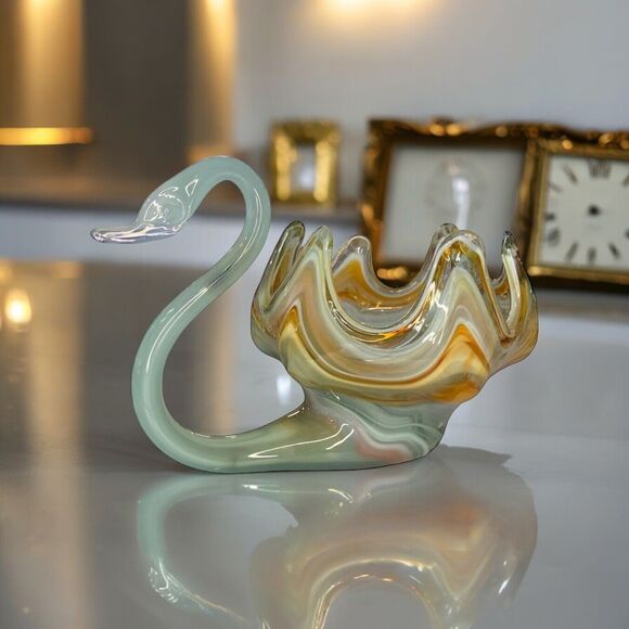 Vintage Mid-Century Modern Blown Art Glass Sooner Swan Bowl/Candy Dish/Planter - Picture 1 of 11